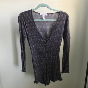 gray tribal patterned romper